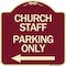 Signmission Church Staff Parking W/ Left Arrow Heavy-Gauge Aluminum Architectural Sign, 18" x 18", BU-1818-24259 A-DES-BU-1818-24259 - alternate 1